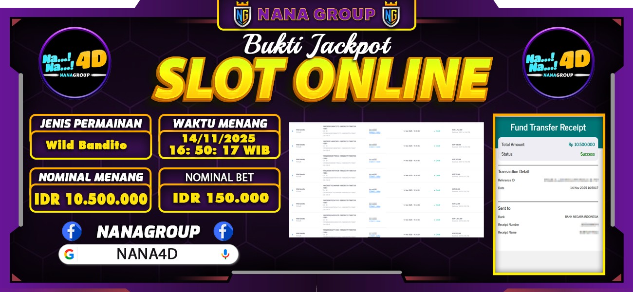 Bukti Kemenangan Besar Dibayar lunas Member NANA4D RP 10.500.000, 14 November 2025